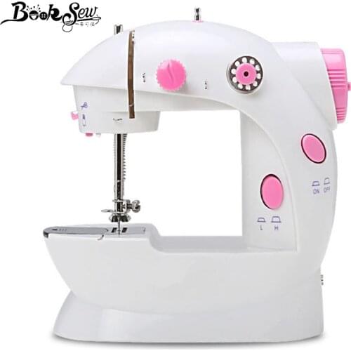 Sewing Machine Portable Household Mini Sew With Foot Pedal Night Light Double Thread Pink Colour Design For New Tailor Table