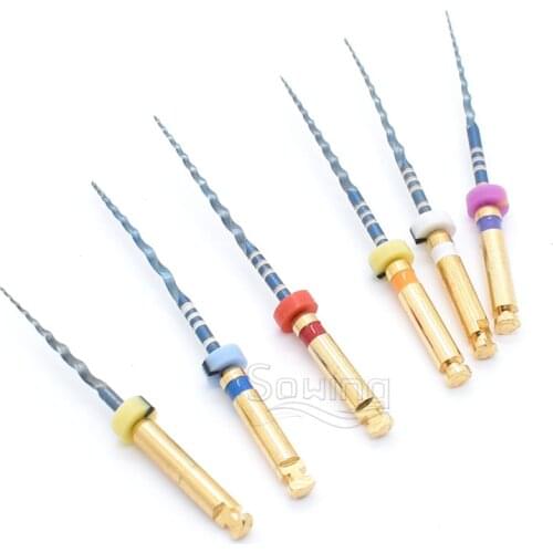Dental Tools Super Taper Files 25mm Rotary Files Blue Root Canal Instruments Flexible With Activation Color Rings in the handle