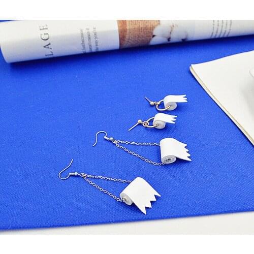 Emulational Creative Toilet Roll Paper Earrings Personality Funny Toilet Paper Ear Hook Deceitful Prank Nightclub Jewelry Women