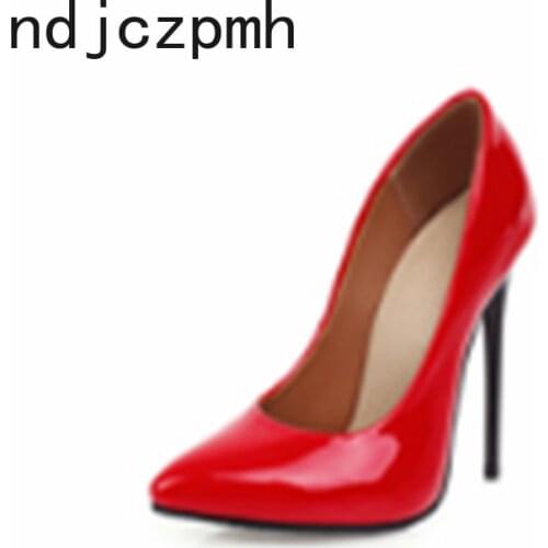 Pumps The New Fashion Spring and Autumn Shallow Mouth Pointed Sexy Fine Heel High Heel Womens Shoes Plus Size 34-48 Black White