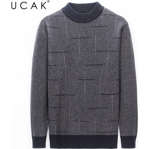 UCAK Brand WInter Warm Sweaters Men Clothing New Streetwear Pure Merino Wool Sweater Pull Homme Casual Pullover Colthes U3207