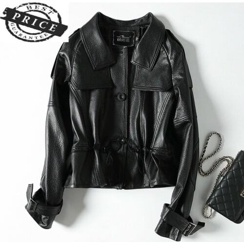 100% Real Sheepskin Coat Female Motorcycle Leather Short Genuine Leather Jacket Women Korean Spring Clothes 2021 LWL15a1