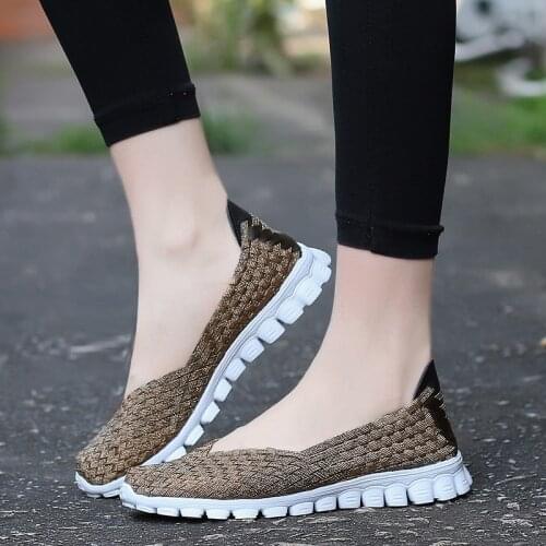 Women Shoes Summer Casual Flats Comfortable Female Sneakers Women Walking Shoes Slip On Ladies Loafers Handmade Shoes Size 35-40