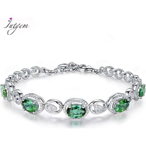 Women 925 Sterling Silver Bracelet Pave Setting Dazzing Olive Green Spinel Jewelry Bracelets Party Anniversary Gift Wholesale