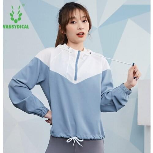 VANSYDICAL Pullover Hoodies Women Sports Gym Fitness Tops Female Long Sleeve Running Jacket Sports wear for women gym clothing