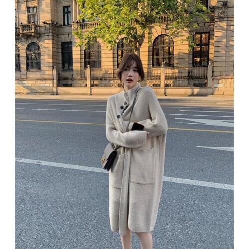 Knit sweater womens autumn/winter 2021 new Korean style loose and lazy design niche thin cardigan