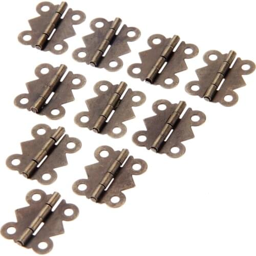10Pcs Hinges 4 holes Butterfly hinge Antique Bronze Vintage Furniture Hardware Cabinet Cupboard Door Jewelry Wood Box 20*17mm