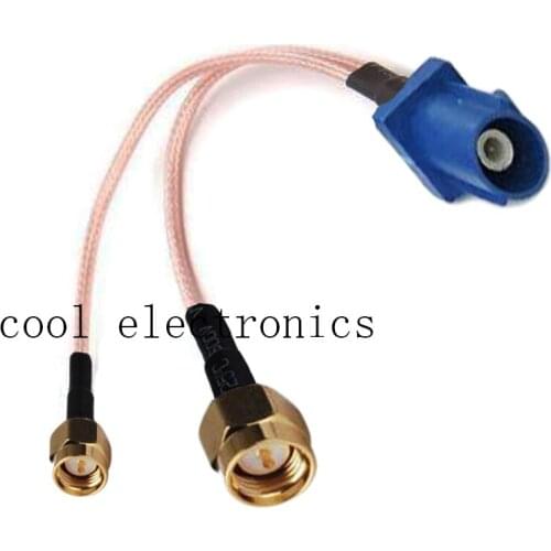 10pcs Fakra C Male to 2 SMA Male Connector RG316 GPS Antenna Y Extension Cable 15/20/30/50cm /1m