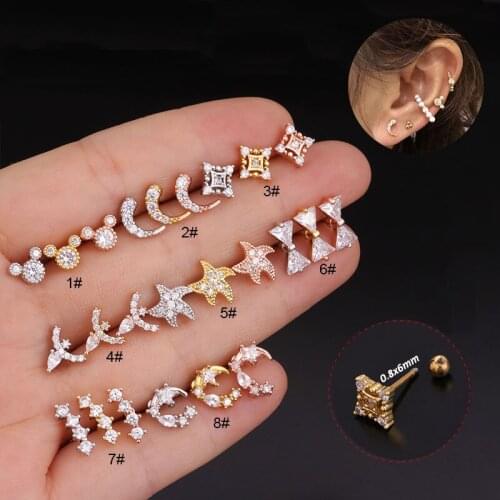 2Pcs 20g Tiny Cartilage Tragus Stud Earring small ear Helix Cartilage stud propeller Piercing jewelry Tragus conch earrings