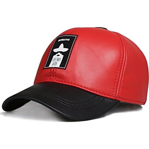 Novelty Gorras Hombre Chic Bearded Man Pattern Genuine Leather Baseball Cap Male Women Thin Casual Young Korean Stylish Hat