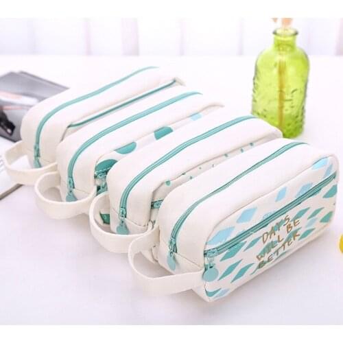 Large-capacity canvas desktop finishing bag zipper stationery storage decoration bag large pencil pouch school office Supplies