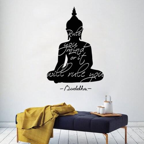 Budhha Buddhist Quote Rule Your Mind Meditation Wall Stickers Indian Buddha Decal Interior Houseware Vinyl DIY Wall Mural ZW343