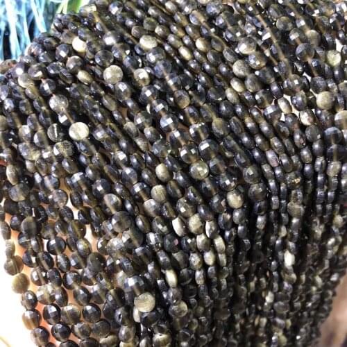 Natural Stone Beads Black Spinels Stone Round Faceted Loose Spacer Beaded for DIY Necklace Bracelet Jewelry Making Accessories