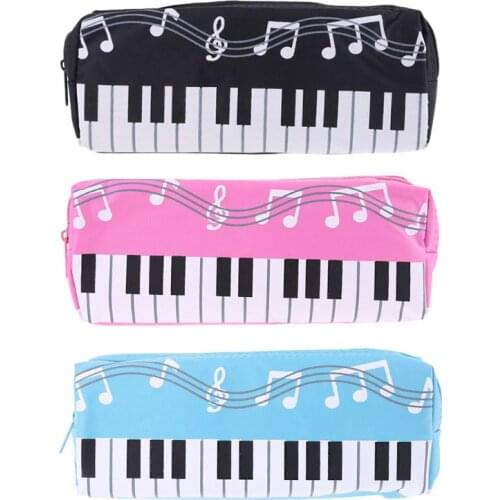 Music Notes Piano Keyboard Pencil Case Large Capacity Pen Bags Stationery Office School Supplies