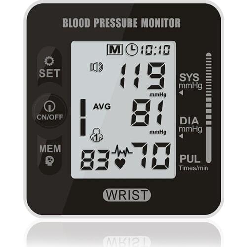 Wrist Digital Medical Adult Blood Pressure Heart Monitor Tensiometer BP Pulse Rate Meter Tonometer Automatic Sphygmomanometer