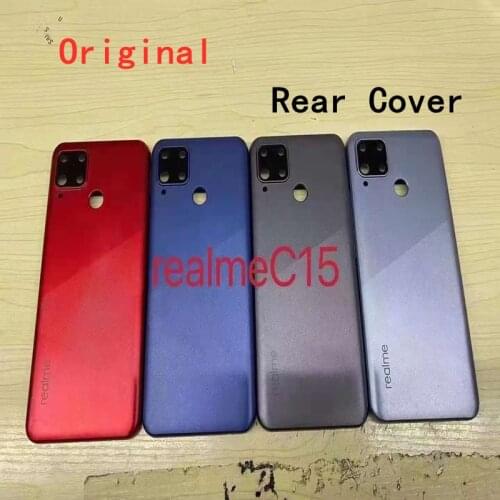 For Realme C15 Back Cover Battery Cover Rear Door Case Panel For Realme C15 Back Cover Housing With Camera Lens
