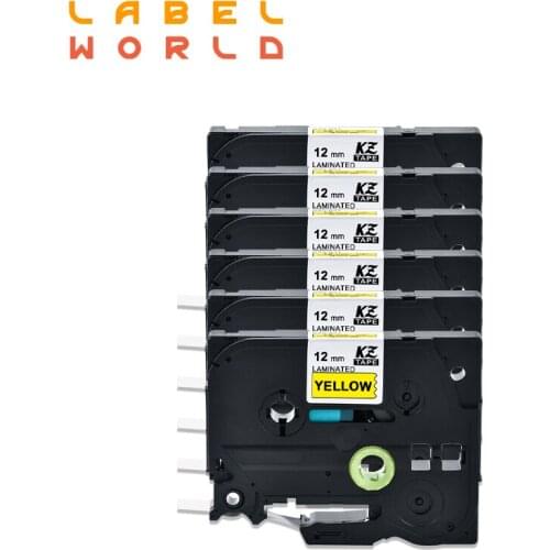 Label World 6 PACK TZe-631 label tape Black on Yellow tape Compatible for brother P-TOUCH label printer 12mm ribbon TAPES