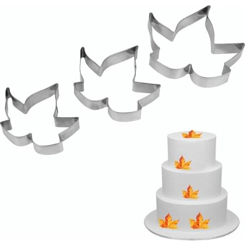 Fondant Cake Baking Mold Pastry Mould Biscuit Cookie Cutter 3pcs/set Stainless Steel Maple Leaf Shape Cookie Mold