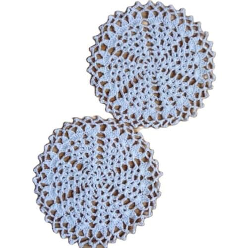 Hot cotton lace placemat cup coaster mug dining kitchen Handmade table place mat cloth Crochet doily tea Christmas pan pad