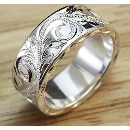 Exquisite Carved Design Relief Cane Vine Rings Silver Plated Elegant Pattern Women Ring for Women Romantic Wedding Party Jewelry
