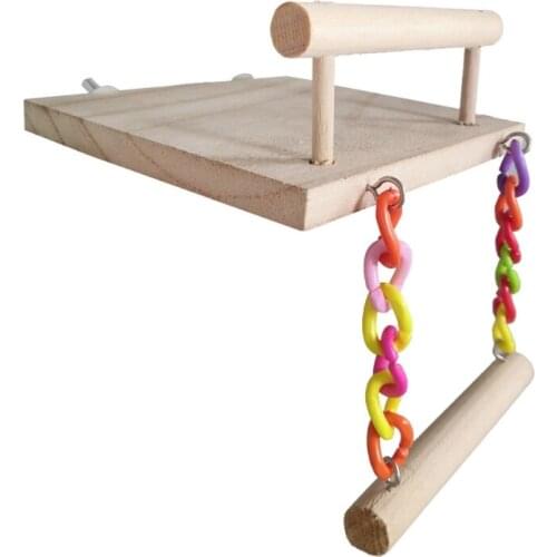 Bird Cage Play Stand Toy Wood Stands Hanging Chew Toys Swing Parrot Perch Gym Playground Accessories Activity Center