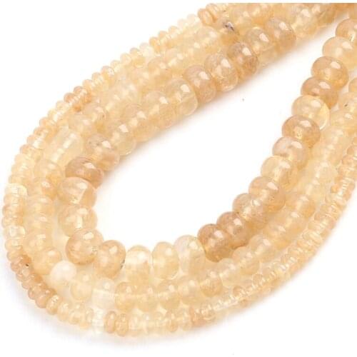Natural Yellow Crystal Round Beads Rondelle Loose Spacer Beads For Jewelry Making Bracelet Charms Accessories 15"4/6/8mm