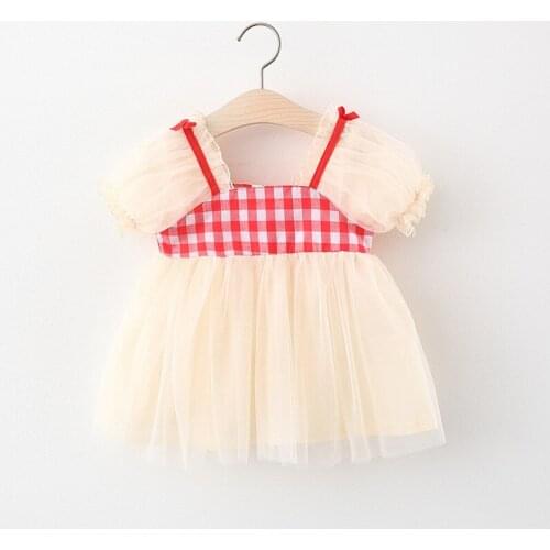 4 pieces/lot) 2021 New Arrival Plaid Pattern Girls Summer Dress 022504