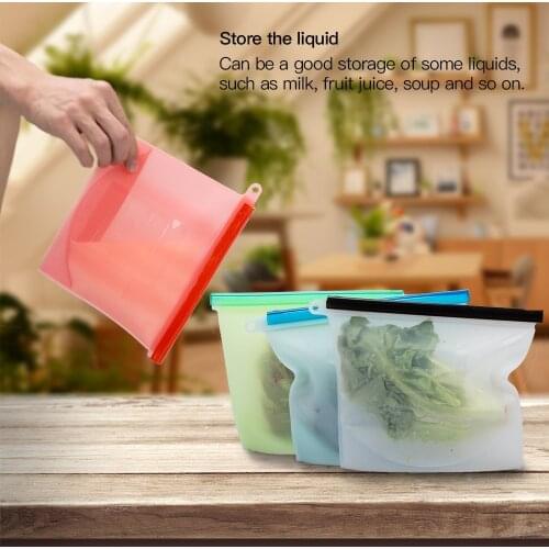 1500ml Reusable Silicone Food Preservation Bag Airtight Seal Storage Container Versatile Kitchen Accessories Cooking Utensil
