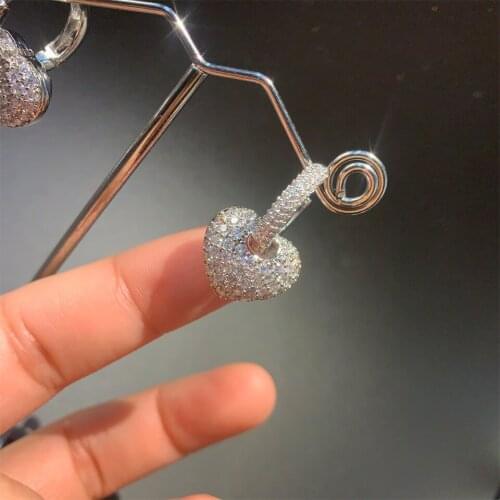 Fashion Same Style Lovers Zircon Love Heart Shape Earrings Retro Luxury Earrings Ear Jewelry Korean 2021 Drop Shine Earrings