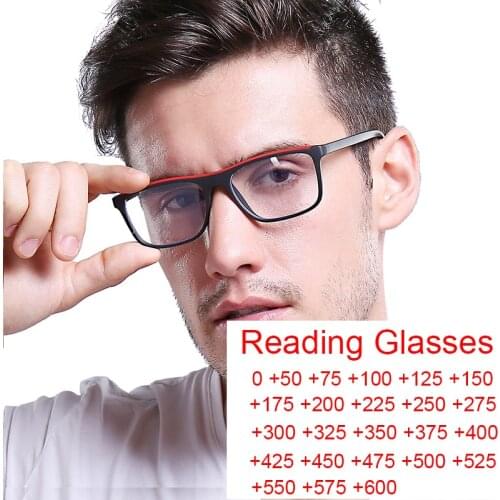 Male Business Reading Glasses Square Eyeglasses Frame Ultra-Light Comfortable Computer Glasses Anti Blue Light Lesebrille Herren