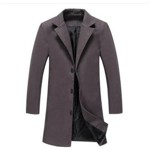 Men British Casual Outwear Long Overcoat Coat Jacket Trench Winter Warm Pure