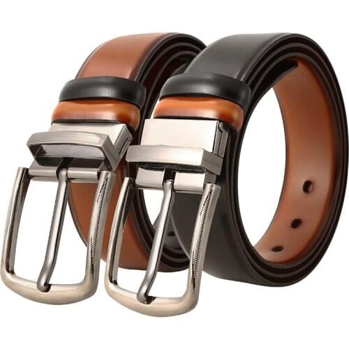 Famous Brand Belt Men Top Quality Genuine Luxury Leather Belts for Men Strap Male Metal Buckle Both Sides Use Luxury Belt
