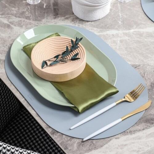 Green Scandinavian Modern Minimalist Model Room Western Tableware Set Dinner Plate Placemat Cutlery Set For Exhibition Hall Club