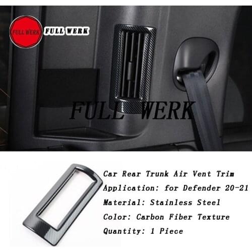 1 Piece Stainless Steel Car Rear Trunk AC Air Vent Trim Decoration Cover Sticker Frame for Defender 20-21 Interior Accessories