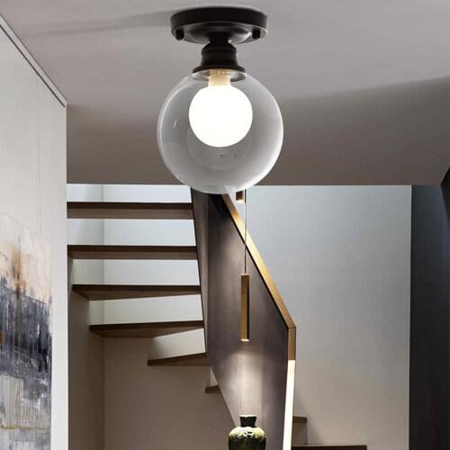 Nordic Creative Spherical glass ceiling lamp Cloakroom balcony hallway lamp Porch light G9 led