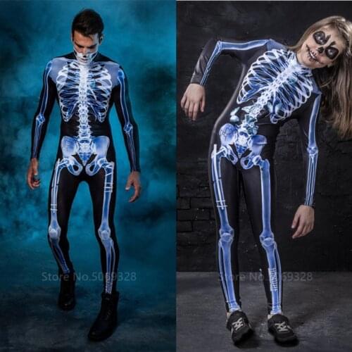 New Skull Scary 2020 Halloween Costume For Kids Skeleton Adult Bone Family Horror Zombie Fancy Disguise Women Men Carnival Party