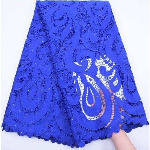 New Nigerian Water Soluble Lace Fabric 5 Yard African Guipure Cord Lace Fabric With Stone Laces For Dress Party Material