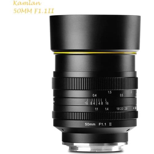 Camera Lens Kamlan 50mm F1.1-F16 II APS-C Large Aperture Manual Focus Lens for Sony NEX Cameras 8 elements in 6 groups