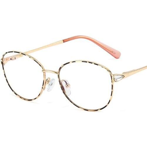 Delicate Rhinestones Leopard Glasses Frame Women 2020 Optical Computer Glasses Blue Screen Bezel Eye Protection Spectacles