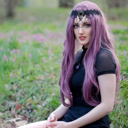 Purple Lace Front Wig Long Body Wave Nature Looking Side Part Synthetic Wig Heat Resistant Fiber Makeup Wigs for Women 24 Inches