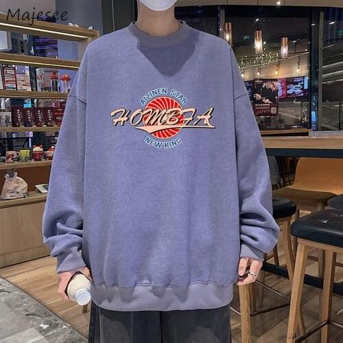 Casual Sweatshirts Men Spring Large Size M-5XL Harajuku Letter Printed Warm Cozy Long Sleeve O-neck Tops Streetwear Student Chic