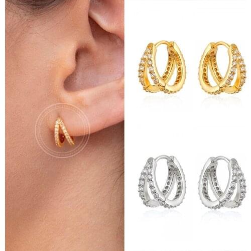 925 Sterling Silver Ear Buckle Minimalist for Women Crystal Hoop Earrings Popular CZ Earrings Fashion Jewelry Birthday Gifts