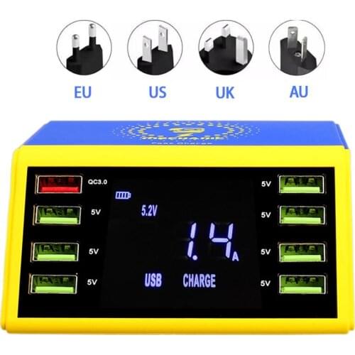 MECHANIC iCharger 8 Ports QC3.0 Smart Quick USB Charger Wireless Charging with LCD Digital Display for iPhone Xiaomi Smart Phone