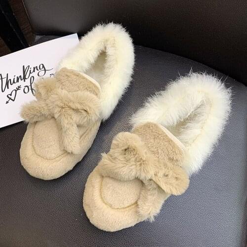 Autumn Womens Peas Shoes Female New Wild Winter Plus Velvet Spring Net Red Shallow Mouth Womens Shoes Warm Shoes U12-85