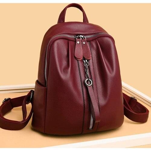 Woman Soft Leather Backpack College School Backpack for Teenage Girl Female Luxury High Quality Backpack Mochilas Para Mujer New