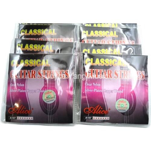 10 Sets Alice A107-N Classical Guitar Strings Clear Nylon Strings Silver-Plated Copper Alloy Wound 1st-6th Strings Free Shipping