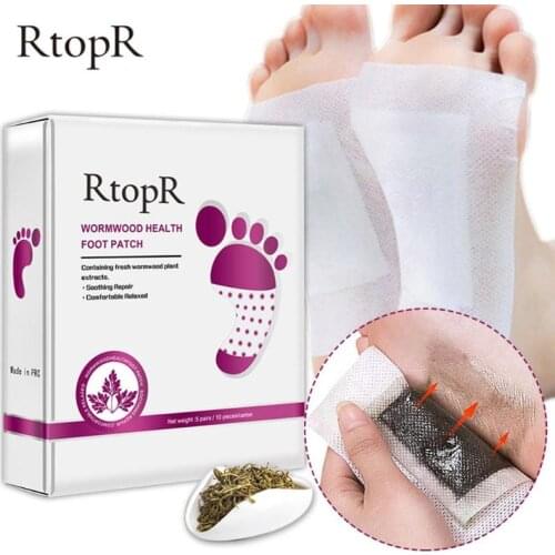 10 pairs/box RtopR Tradition Chinese Medicine Detox Foot Patch Wormwood Health Body Detox Improve Sleep Foot Care Patch