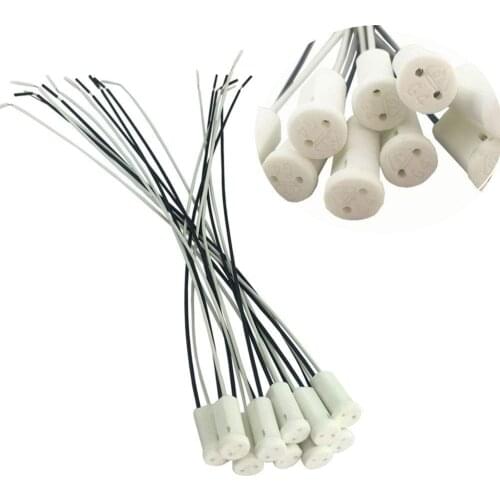 10pcs/lot G4 Lamp Base Lamp Holder Ceramic Connector Socket with Cable for G4 LED Halogen Lamp Light
