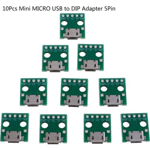 10Pcs MICRO USB to DIP Adapter 5Pin Female Connector PCB Converter Board