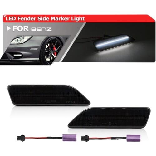 2x Smoked Lens White Front Fender Led Side Marker Lights For Benz CLS-Class W219 C219 2006-2011 2198200321 2198200421